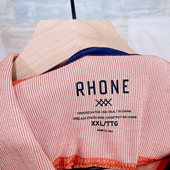 RHONE Delta Pique Mesh Performance Tech Golf Polo Shirt Orange Mens XXL 2XL - Picture 5 of 6